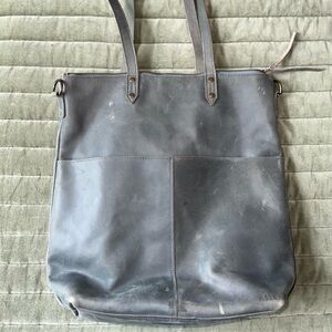 ABLE Gray Leather Tote Bag